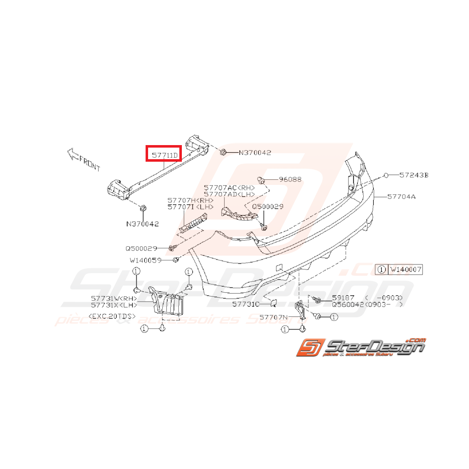 Traverse complète pare choc arrière WRX/STI 08-14 Traverse complète pare choc arrière WRX/STI 08-14