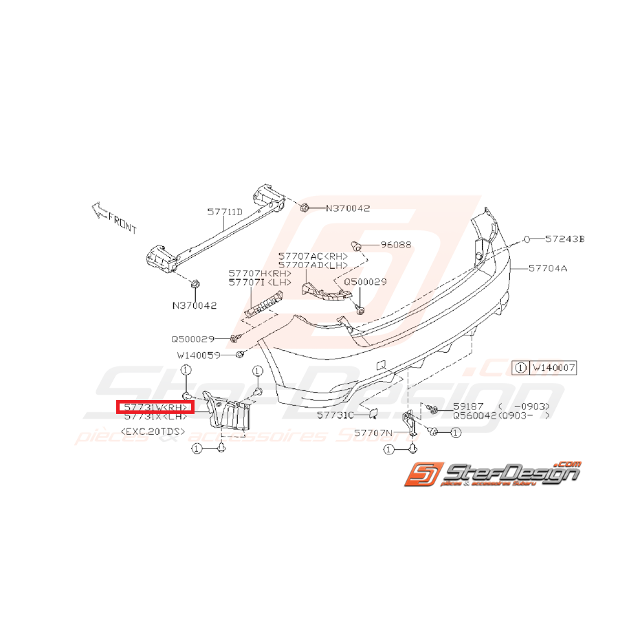 Couvercle de pare choc arrière SUBARU WRX Diesel 2010