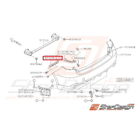 Support latéral pare choc arrière WRX 08-11