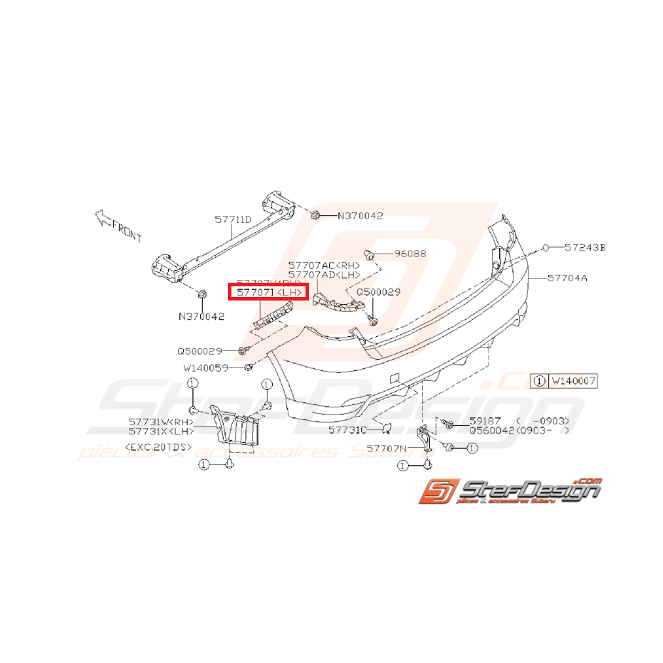 Support latéral pare choc arrière WRX 08-11 Support latéral pare choc arrière WRX 08-11