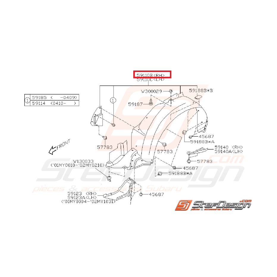 Pare boue avant WRX 01-02 Break Pare boue avant WRX 01-02 Break