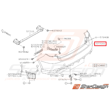 Pare choc arrière subaru  STI  08-10