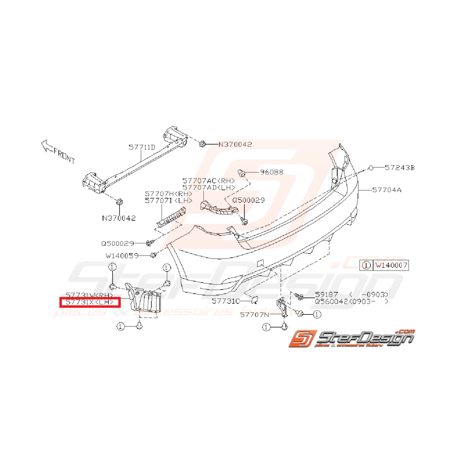 Couvercle pare choc arrière STI 08-10