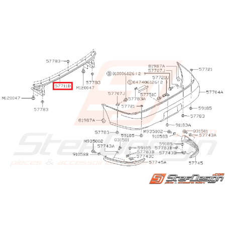 Renfort de pare choc arrière SUBARU GT 93-00 