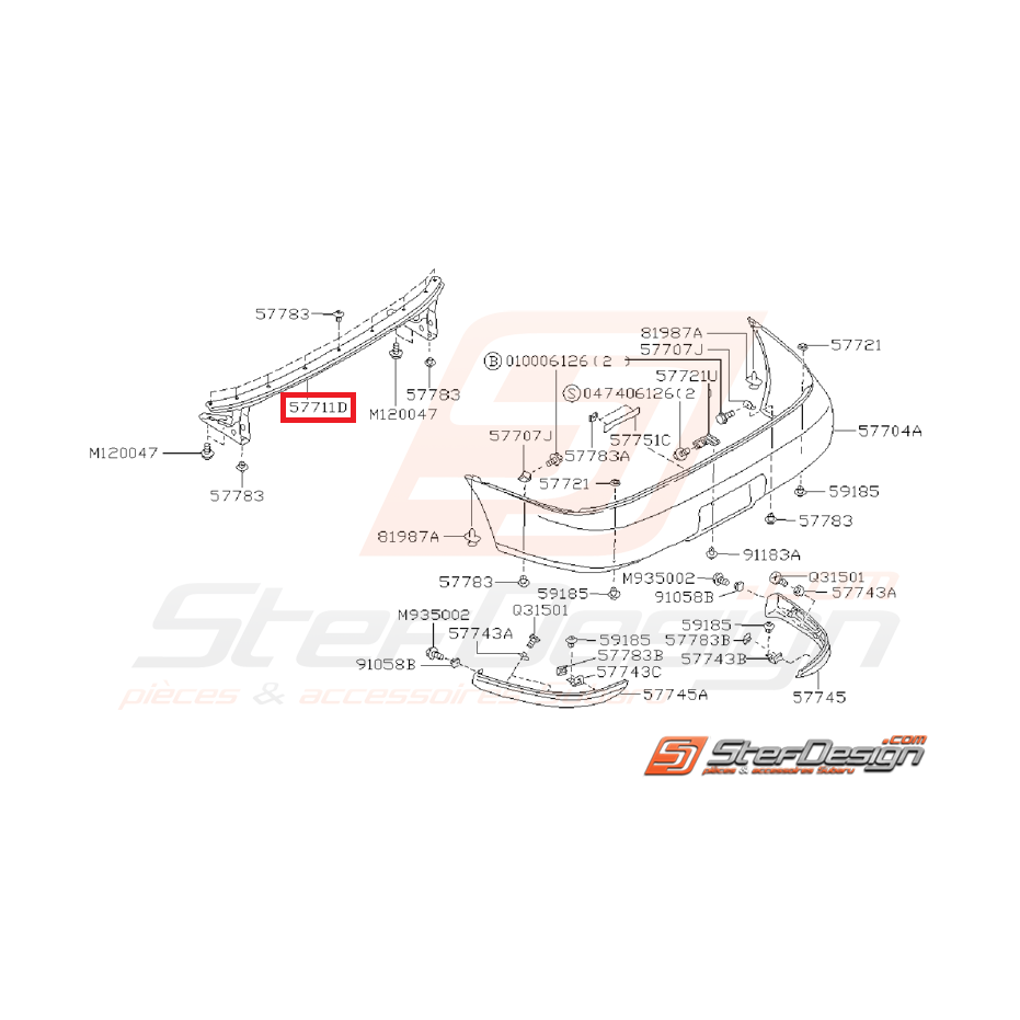 Renfort de pare choc arrière SUBARU GT 93-00  Renfort de pare choc arrière SUBARU GT 93-00