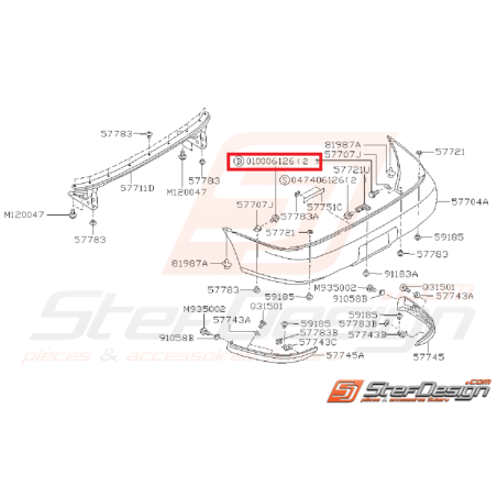 Vis pare-choc SUBARU IMPREZA GT 93-98