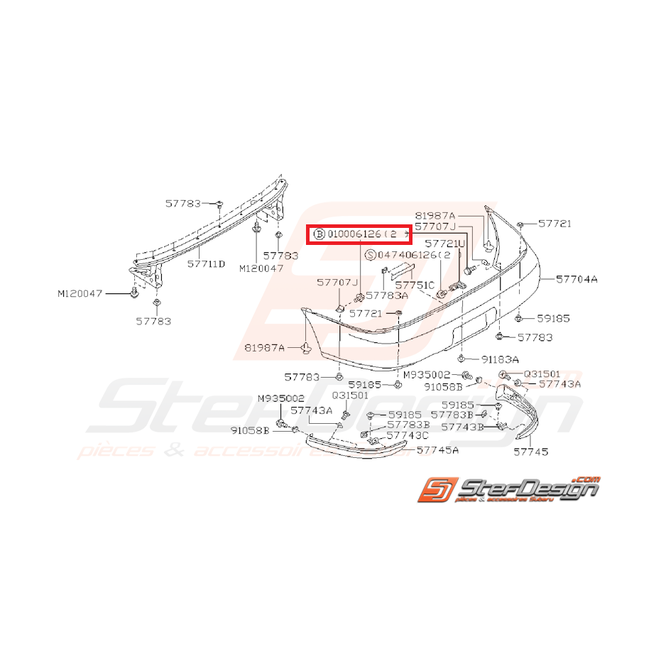 Vis pare-choc SUBARU IMPREZA GT 93-98 Vis pare-choc SUBARU IMPREZA GT 93-98