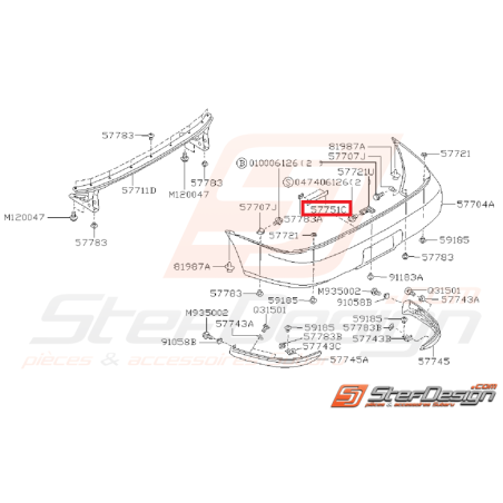 Support de plaque d'immatriculation arrière IMPREZA GT 93-00 WRX/STI 01-07