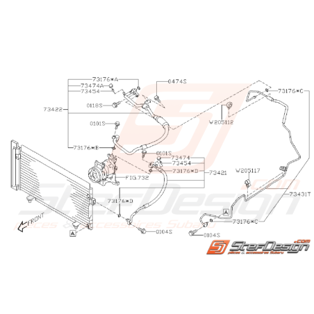 Ensemble Durite de Climatisation Subaru STI 2008 - 2014