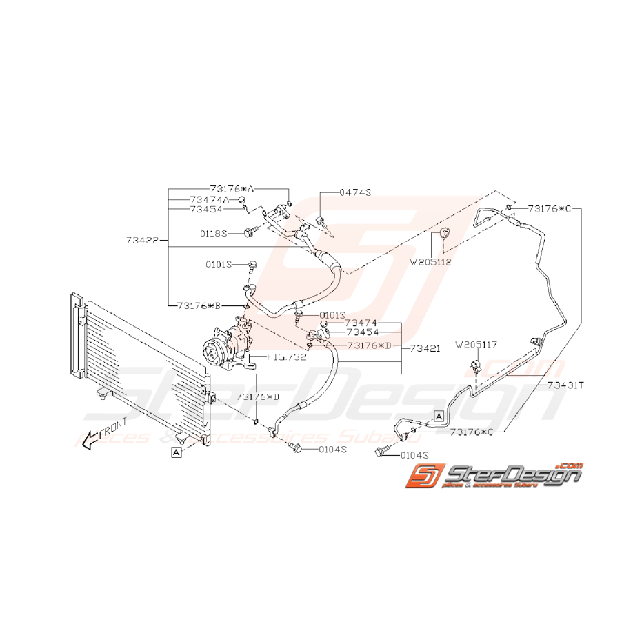 Ensemble Durite de Climatisation Subaru STI 2008 - 2014