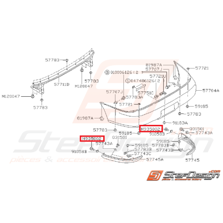 Vis pare choc impreza GT 97-00