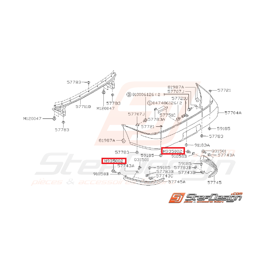 Vis pare choc impreza GT 97-00