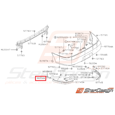 Écrou pare choc impreza GT 97-00