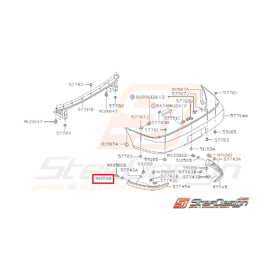 Écrou pare choc impreza GT 97-00