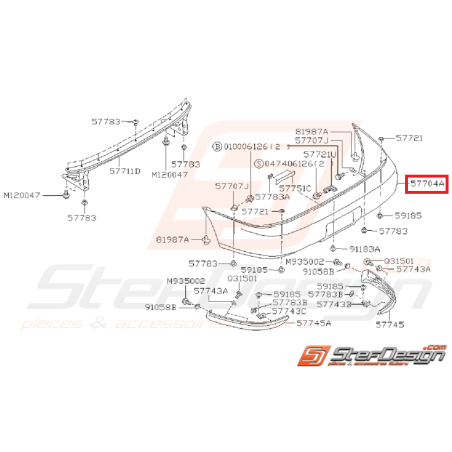 pare choc arriere impreza gt 99/01