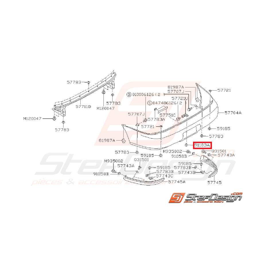 Clips pare-choc SUBARU IMPREZA GT 97-00