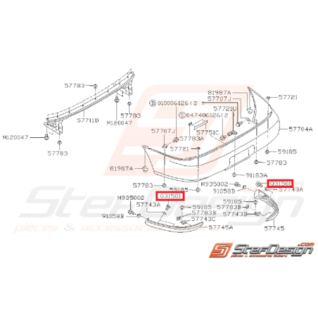 Vis fixation pare-choc subaru impreza gt 97-00