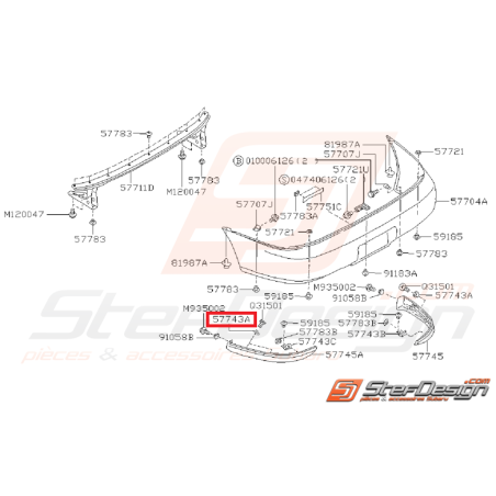 Fixation pare choc subaru impreza GT 97-00