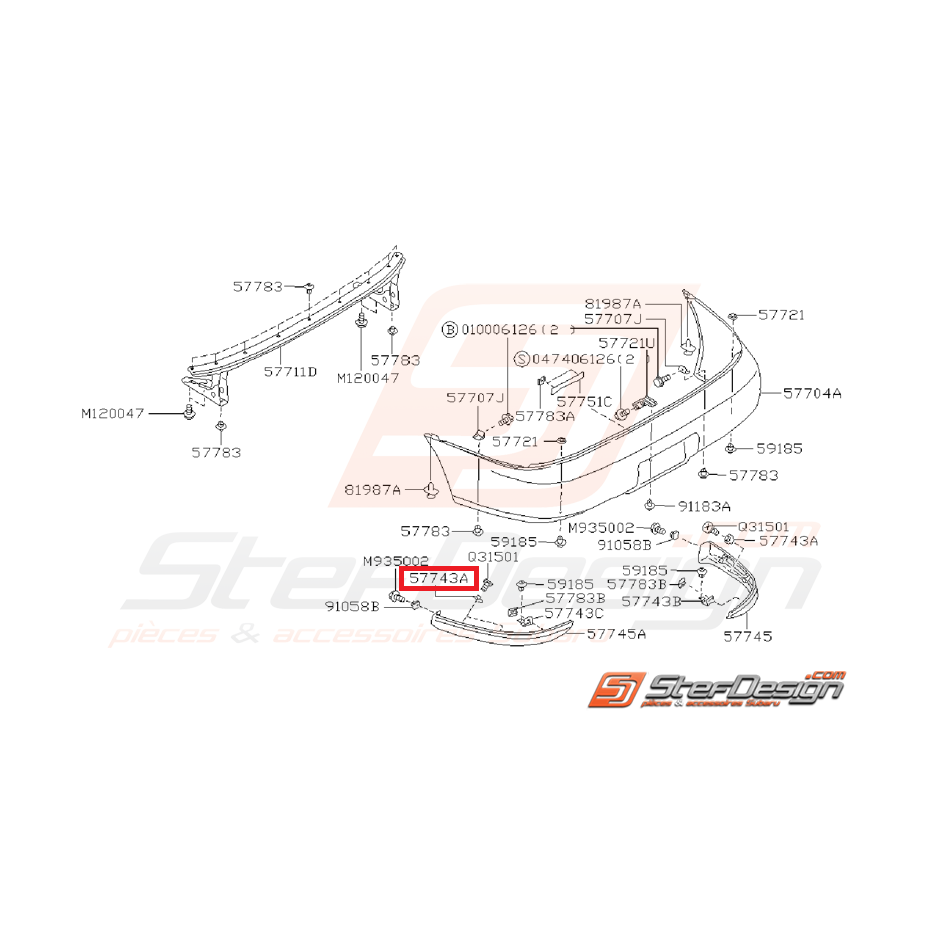 Fixation pare choc subaru impreza GT 97-00
