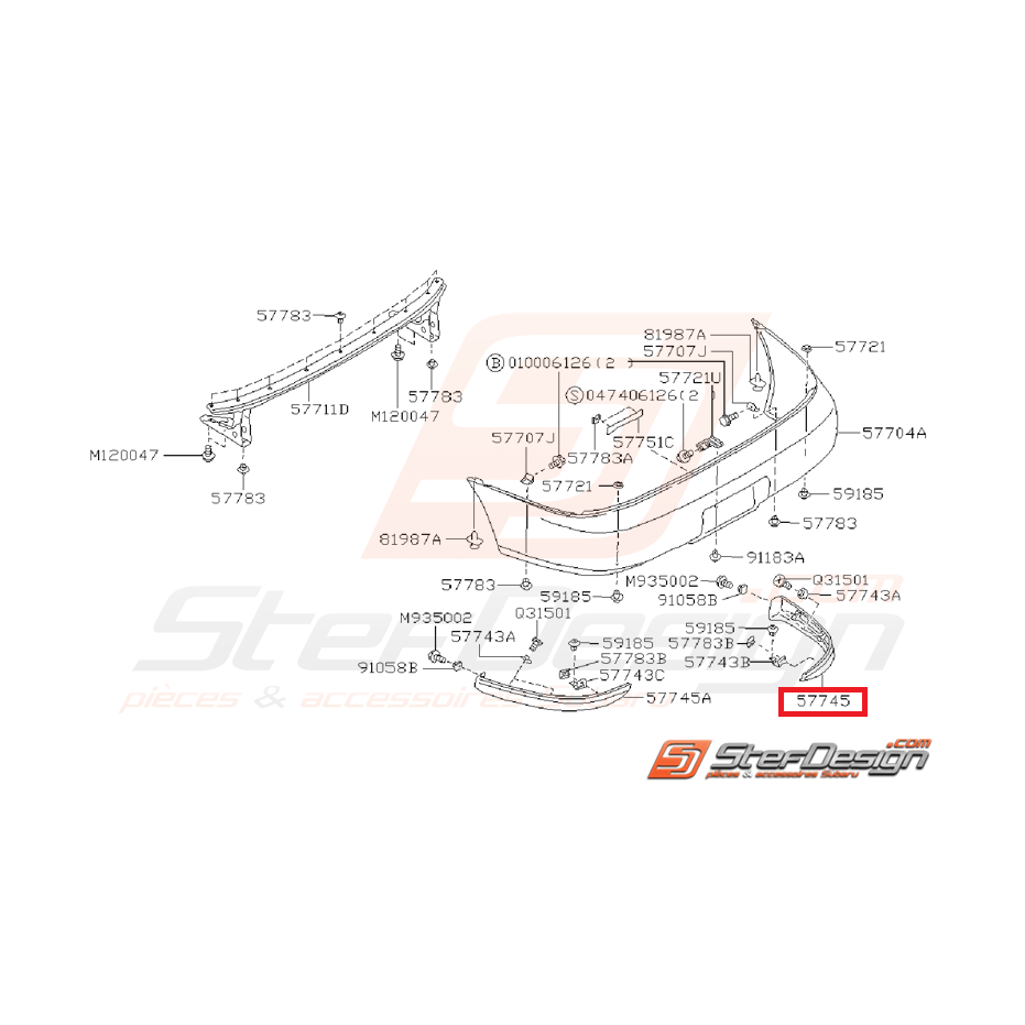 Bavette pare-choc arrière IMPREZA GT 97-00 Bavette pare-choc arrière IMPREZA GT 97-00