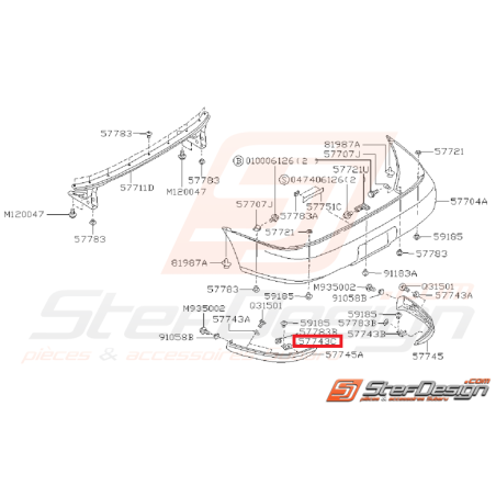 Supports bavettes pare-choc arrière IMPREZA GT 97-00