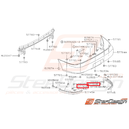 Clips bavette pare-choc arrière origine subaru GT 93-00