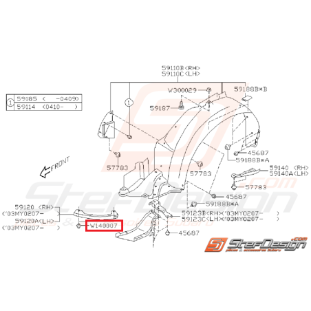 Clips de pare choc avant et arrière WRX/STI 01-14 et BRZ