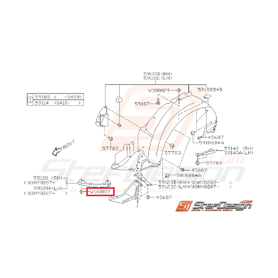 Clips de pare choc avant et arrière WRX/STI 01-14 et BRZ
