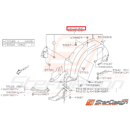 Pare-boue avant WRX 03-05 Break