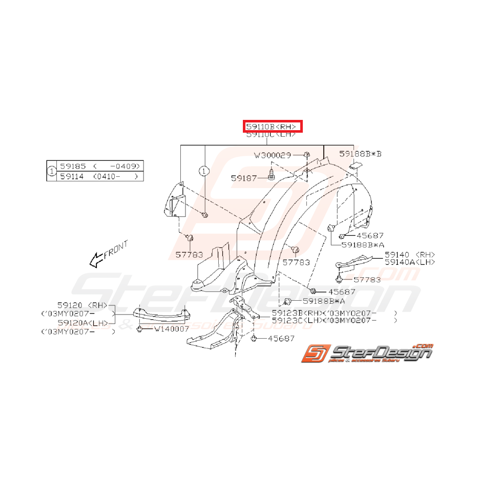 Pare-boue avant WRX 03-05 Break Pare-boue avant WRX 03-05 Break