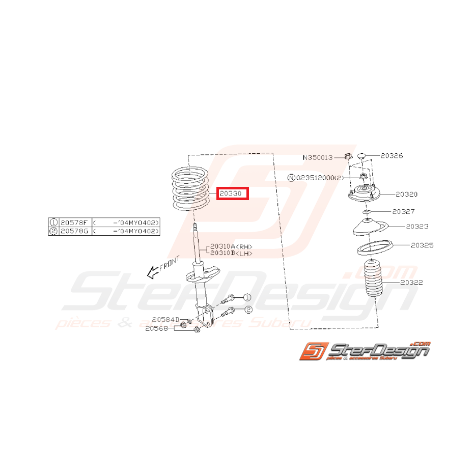 Ressort amortisseur avant SUBARU STI 01-02 Ressort amortisseur avant SUBARU STI 01-02