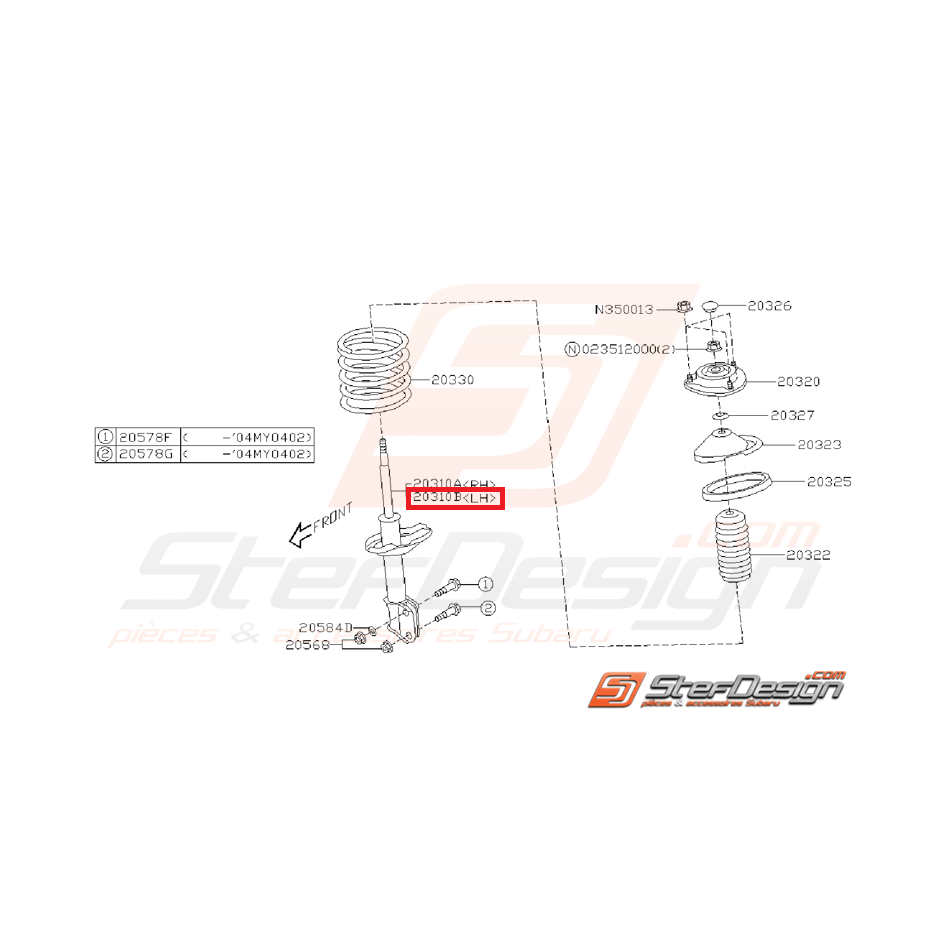 Amortisseur avant origine subaru STI 01-02 Amortisseur avant origine subaru STI 01-02