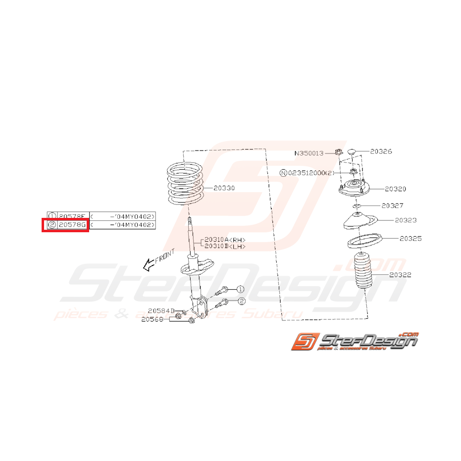 Vis amortisseur avant /arrière SUBARU 