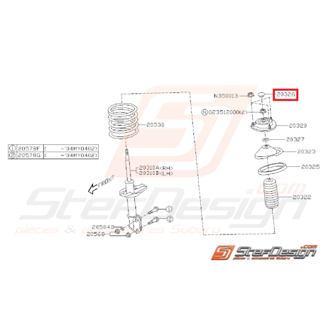 Pare poussière amortisseur avant SUBARU STI 01-14