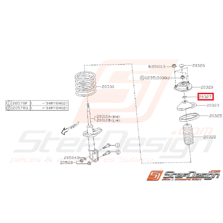 Entretoise de coupelle amortisseur avant GT WRX STI