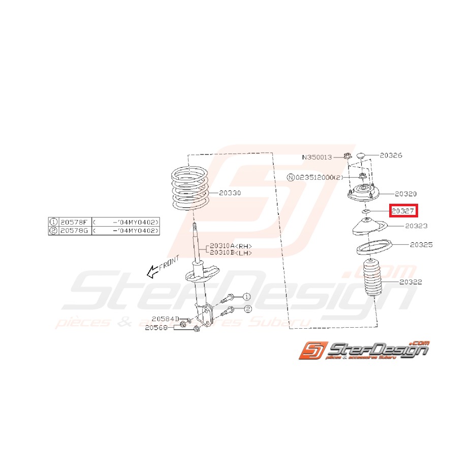 Entretoise de coupelle amortisseur avant GT WRX STI