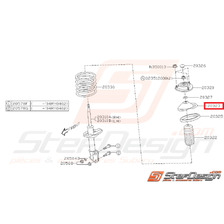 coupelle inférieur siège de ressort avant GT WRX STI