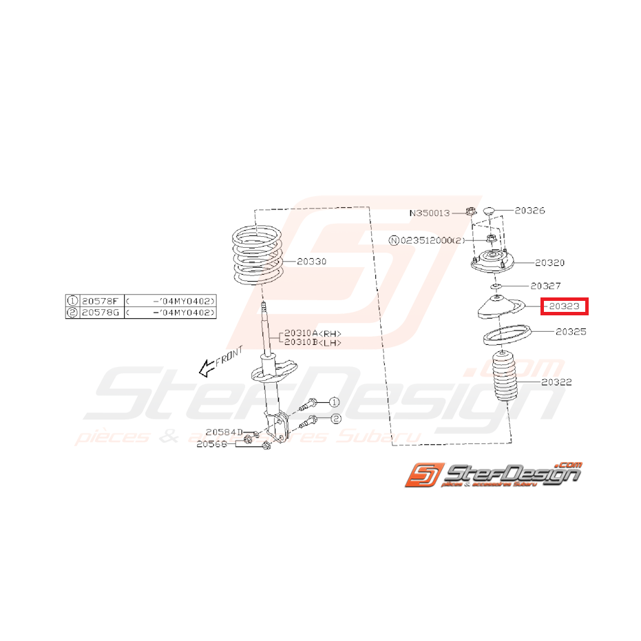 coupelle inférieur siège de ressort avant GT WRX STI