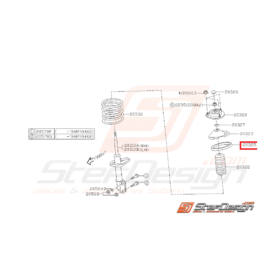 Siège caoutchouc de ressort  avant GT 93-00 STI 01-05 WRX 01-07 Siège caoutchouc de ressort  avant GT 93-00 STI 01-05 WRX 01-07