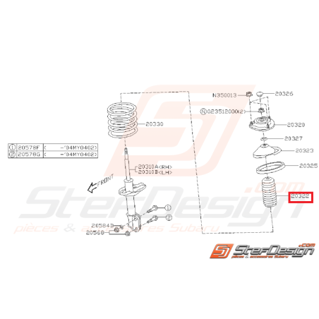 Cache poussière amortisseur avant SUBARU WRX 05-07 / STI 01-07