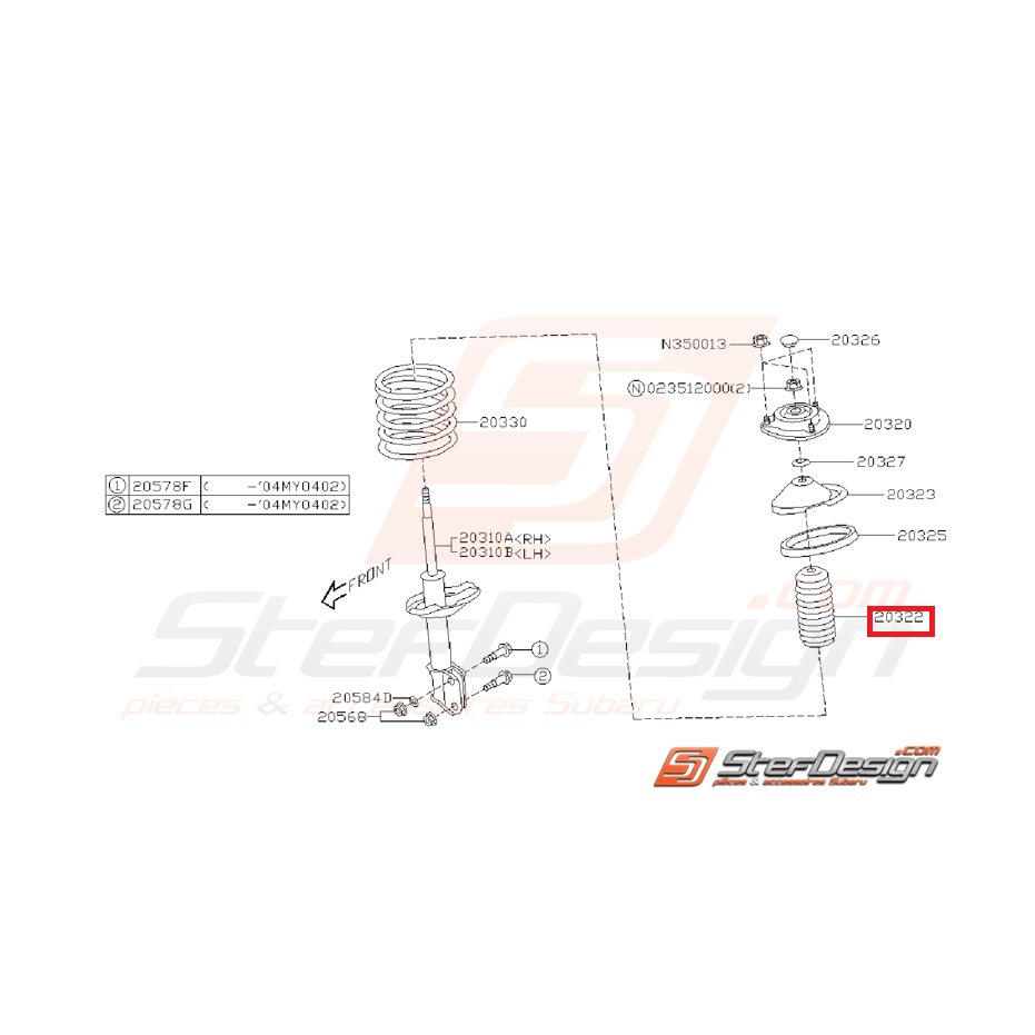 Cache poussière amortisseur avant SUBARU WRX 05-07 / STI 01-07