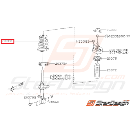 Ressort amortisseur arrière SUBARU STI 01-02