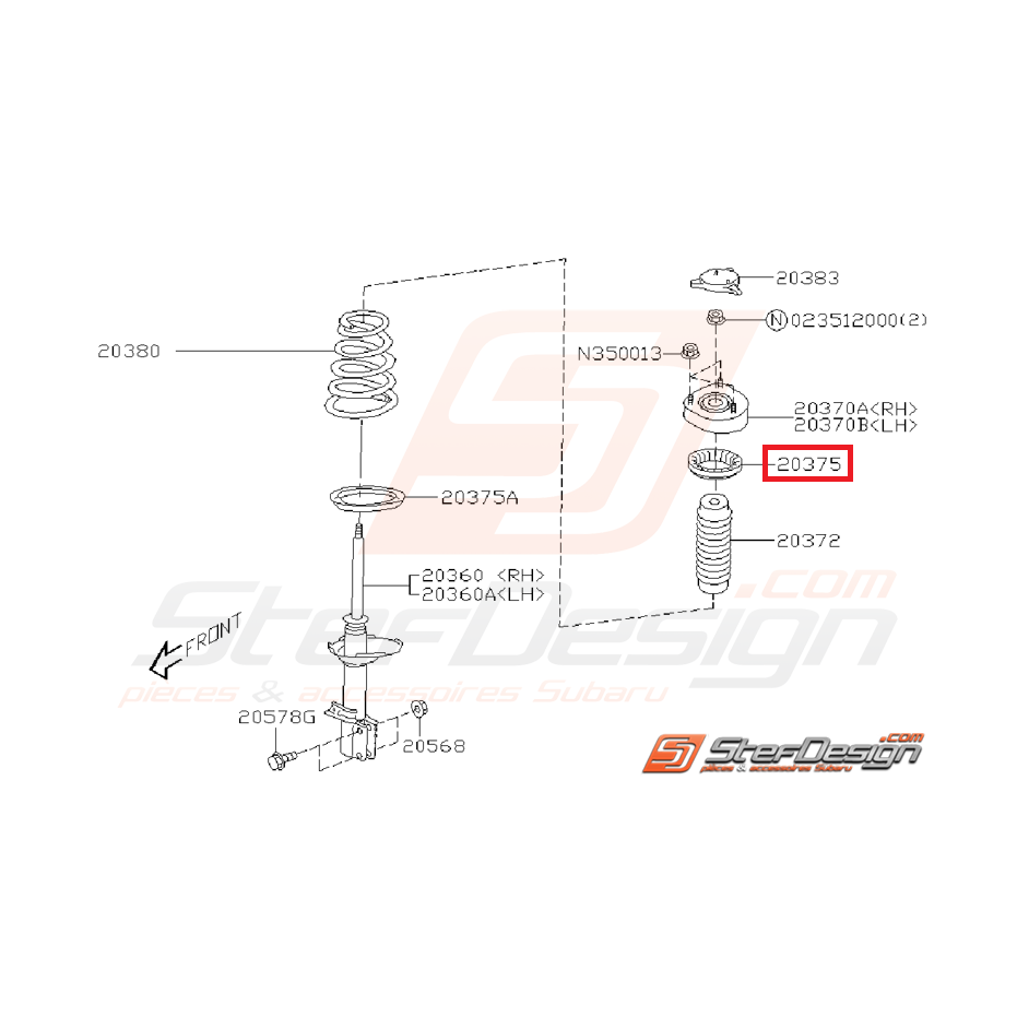 Siège caoutchouc ressort d'amortisseur arrière supérieur  WRX/STI 01-02