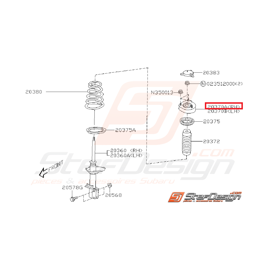 Coupelle d'amortisseur arrière origine subaru WRX/STI 01-02