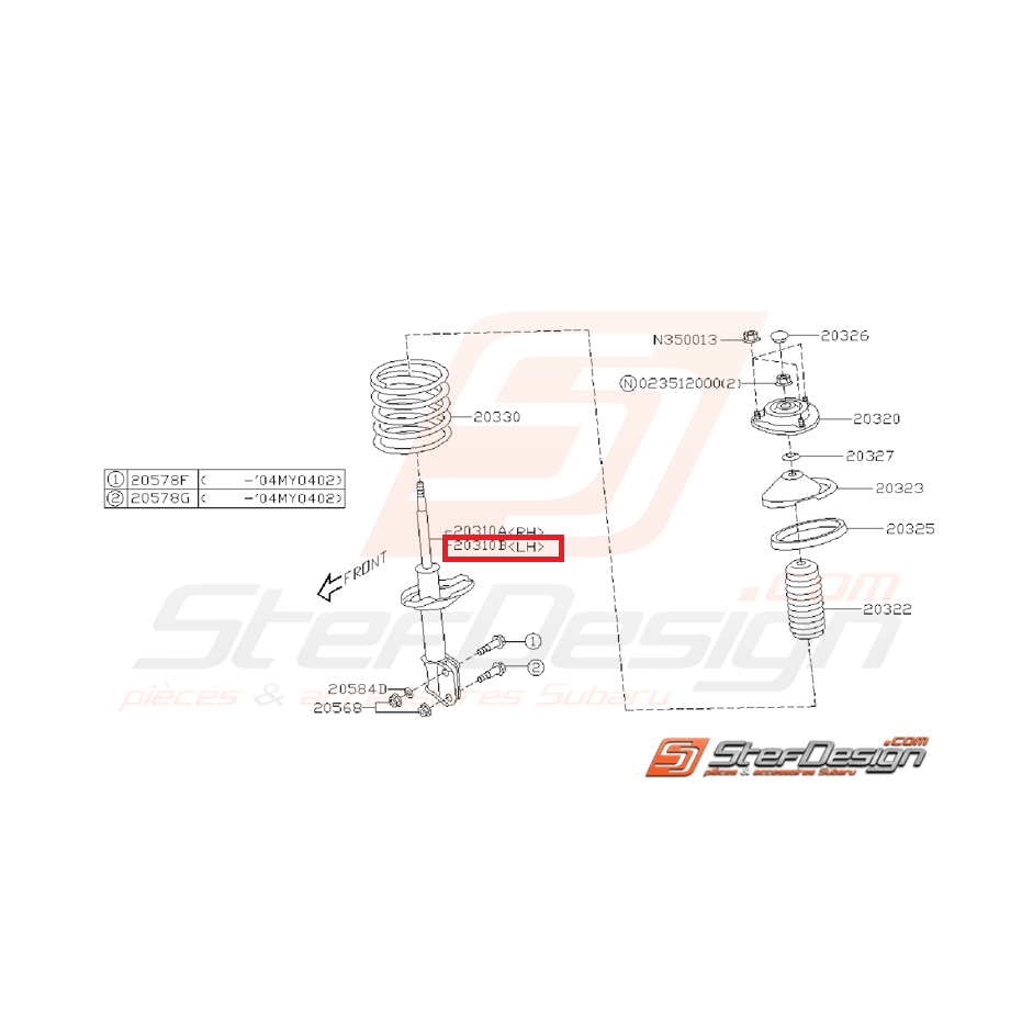 Amortisseur avant origine subaru STI 2003