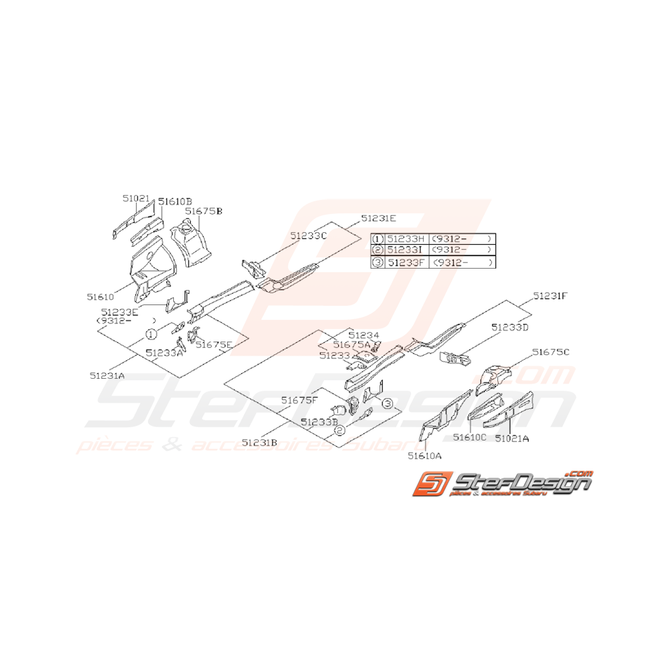 Ensemble joue d'aile avant SUBARU GT 94-00 Ensemble joue d'aile avant SUBARU GT 94-00