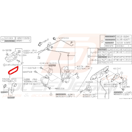 contour de poignet de porte WRX 2003-2005