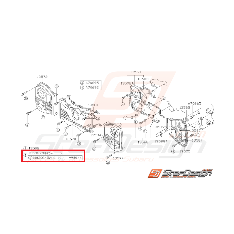 Vis fixation carter cache-courroie GT 93-00 WRX/STI 01-07 Vis fixation carter cache-courroie GT 93-00 WRX/STI 01-07