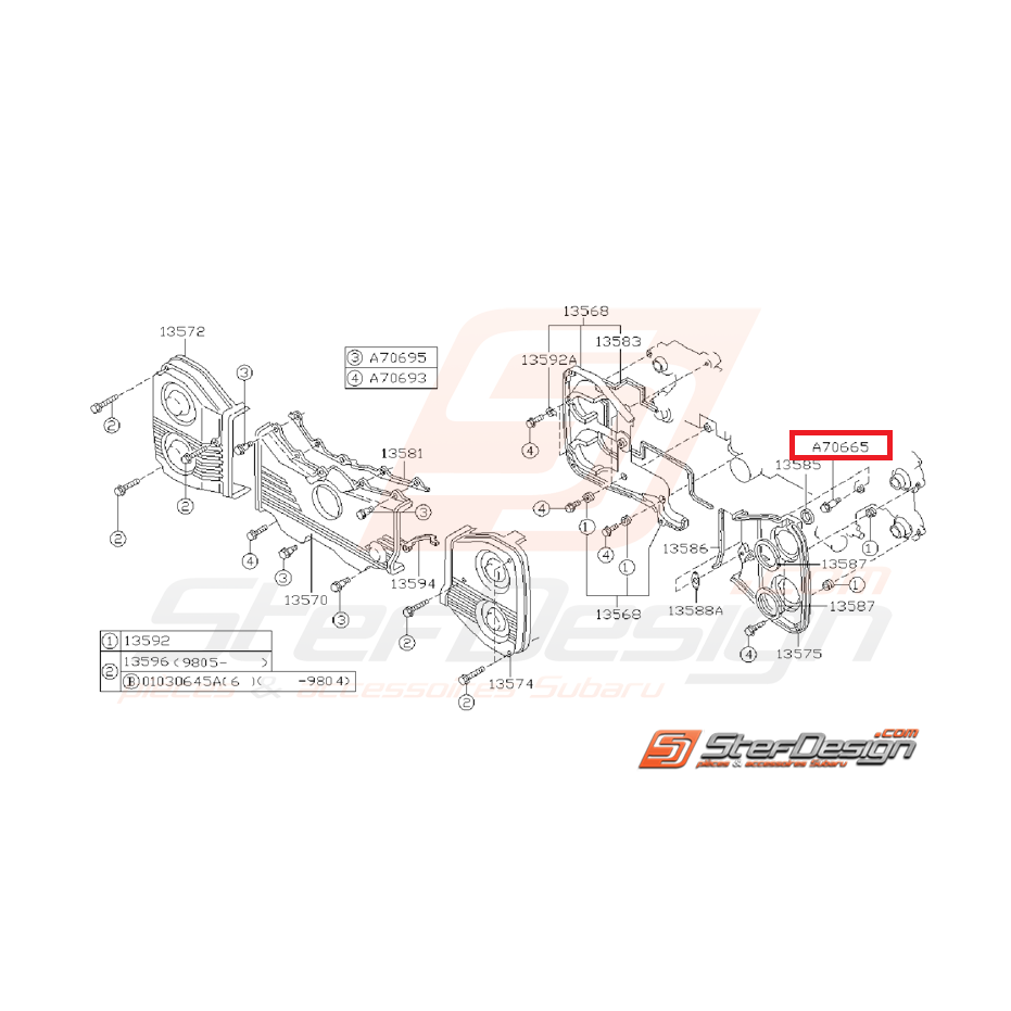 Vis de fixation carter distribution GT 93-00 WRX/STI 01 au 04/09 Vis de fixation carter distribution GT 93-00 WRX/STI 01 au 04/09