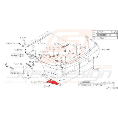 Équerre de pare choc arrière WRX/STI 03-07